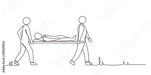 Continuous one line drawing of Gesture  sign of help and hope. Saving lives or emergency accident. Health  care  teamwork. Single line draw design vector illustration