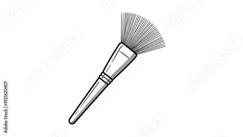 Detailed hand-drawn illustration shows a makeup or art brush with fine bristles, perfect for creative and beauty concepts.