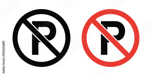 No parking sign symbol vector icon, traffic prohibition logo, road safety, vehicle restriction