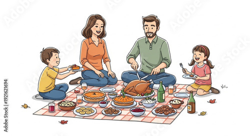 Family Having Outdoor Picnic Together.