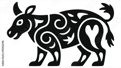 Boho Style Taurus Zodiac Animal Silhouette Vector - Tribal Celestial Bull Astrological Symbol, Bohemian Decorative Horoscope Graphic for Wall Art, Apparel, Tattoo Design