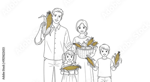 Family Holding Flowers Together Smiling.