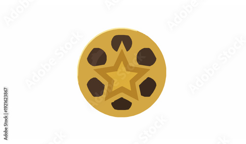Movie Reel and Golden Star 3D Style Vector Cinema Achievement Icon