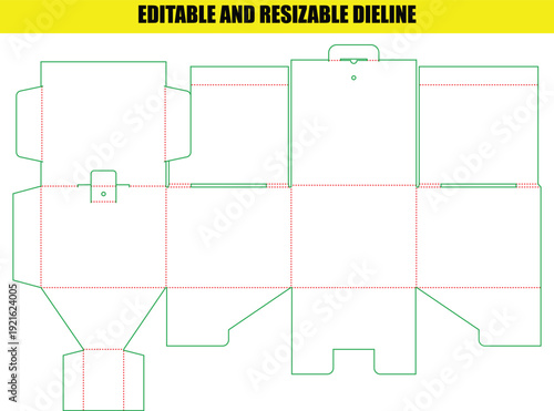 Folding Box Packaging Die Line Template for Product Manufacturing and Customization