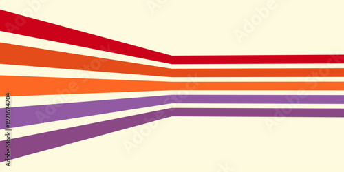 Abstract colorful 70s background vector. Vintage retro wallpaper with rainbow stripes and wavy lines. A 1970 color illustration suitable for posters, banners, decorative items and wall art.