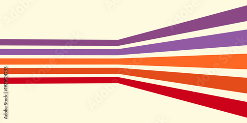 Abstract colorful 70s background vector. Vintage retro wallpaper with rainbow stripes and wavy lines. A 1970 color illustration suitable for posters, banners, decorative items and wall art.