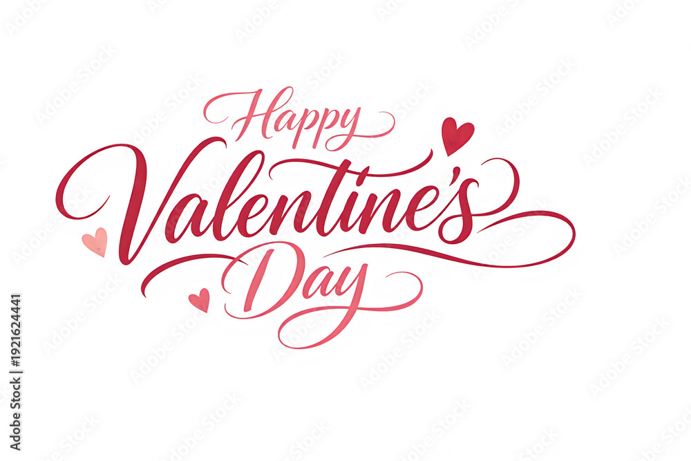 Fototapeta premium Happy Valentine's Day Calligraphy with Hearts isolated on transparent background