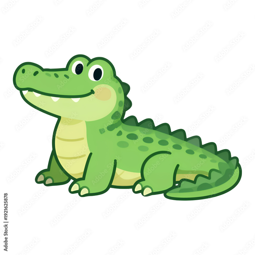 Fototapeta premium Smiling Green Alligator Cartoon Illustration