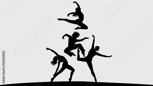 Dynamic Silhouettes: Captivating silhouettes of dancers in motion, a testament to grace, agility, and the artistry of movement, creating a compelling visual narrative.