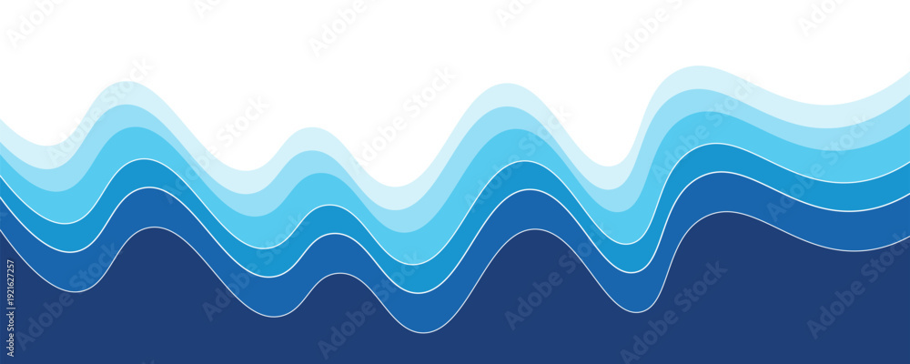 Fototapeta premium Blue ocean wave background wallpaper vector image. Illustration of graphic wave design for backdrop or presentation