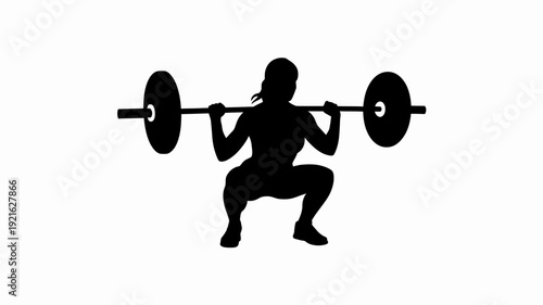 Silhouette of Strength: A powerful silhouette captures the essence of a woman engaged in a weightlifting, emphasizing determination and physical strength.