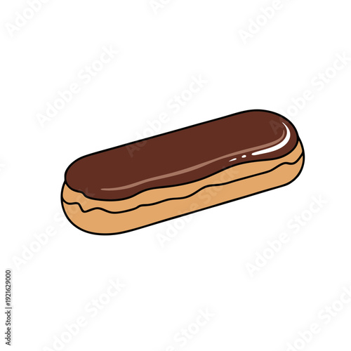 chocolate eclair pastry with chocolate glaze topping illustration
