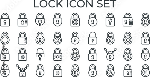 Collection of various lock icons for security purposes