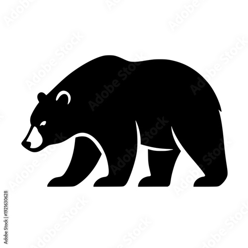 Tableau sur toile Minimalist black bear silhouette on white background