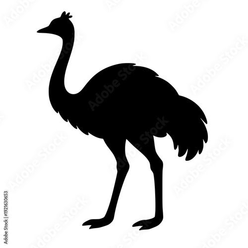 Minimalist Emotive Silhouette of Ostrich