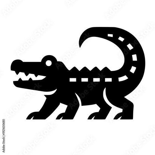 Minimalist Monochrome Crocodile Silhouette Graphic
