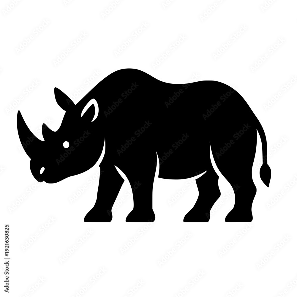Fototapeta premium Minimalist Black Rhinoceros Silhouette Graphic