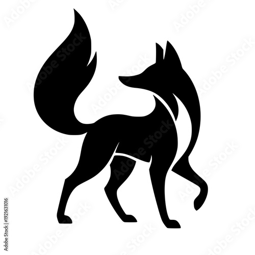 Minimalist Silhouette of a Fox with Energetic Stance