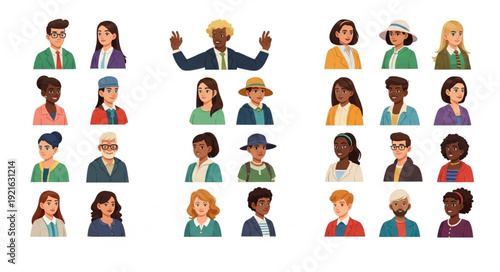 Diverse group of people portraits in a collage style.