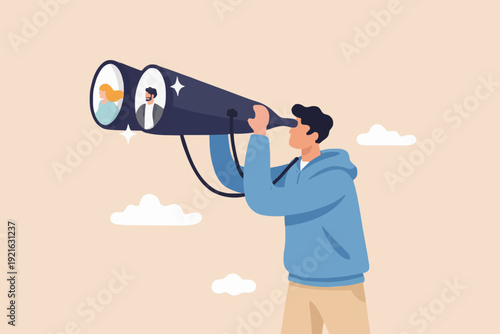 Looking Through Telescope View