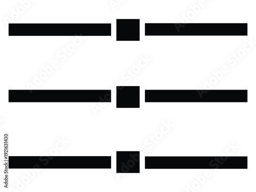Three black horizontal sliders on a white background isolated