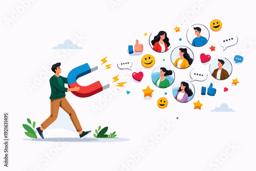 People and Magnet Concept