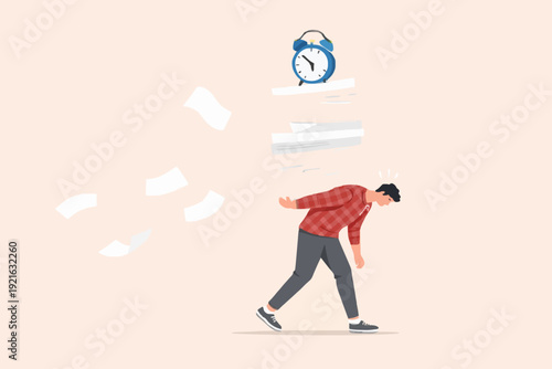 Person with falling papers