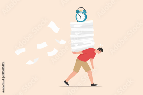Man Carrying Papers And Clock