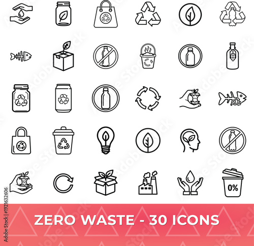 zero waste ecology line icons set editable stroke pixel perfect outline vector thin line ui ux