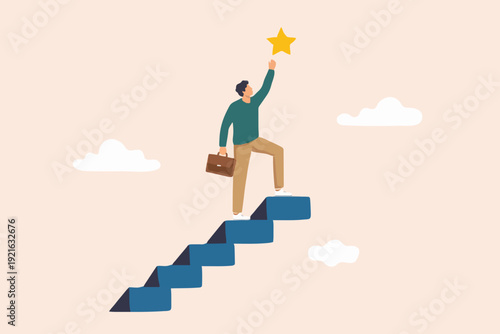 Man Climbing To Reach Star