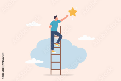 Man Climbing Ladder To Star