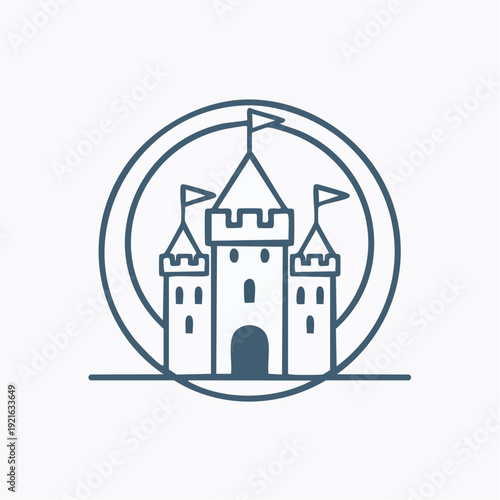 Elegant Line Art Castle Icon Timeless Medieval Fortress and Royal Palace Symbol