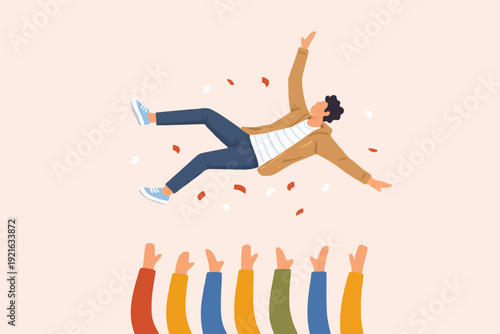 People Falling Upward Illustration