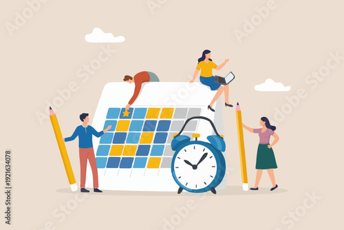 Team Working With Calendar Plan