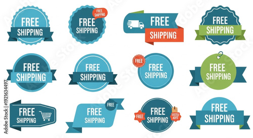 Collection of Free Shipping Badges and Labels.