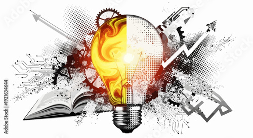 Creative lightbulb concept representing innovation ideas and technology with a bright glow.