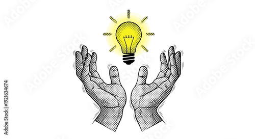 Hands holding a glowing lightbulb representing ideas and innovation.