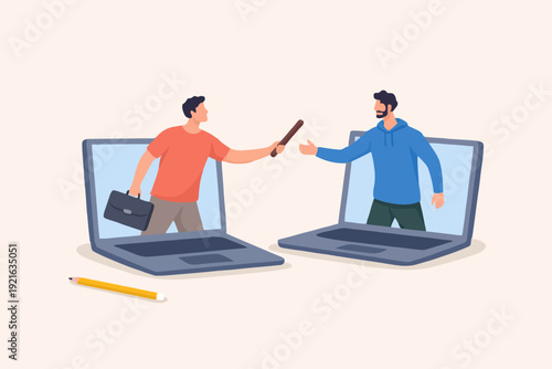 People Working Online Together