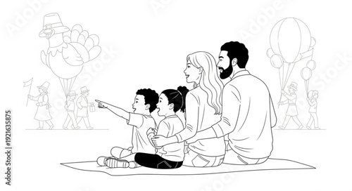 Family Looking at Telescope Together.