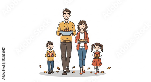 Family of Four Standing Together.