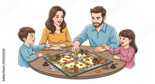 Family Playing Board Game Together.