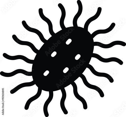 cyanobacteria blue green algae silhouette vector art illustration, black and white design