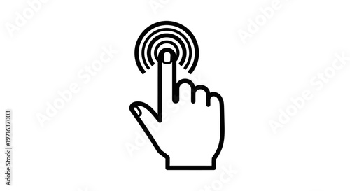 Human hand finger tapping or pressing screen icon on isolated white background.