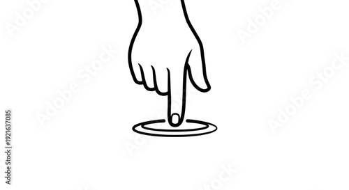 Hand Finger Pressing or Pushing Button, Activation Control Concept, isolated white background.