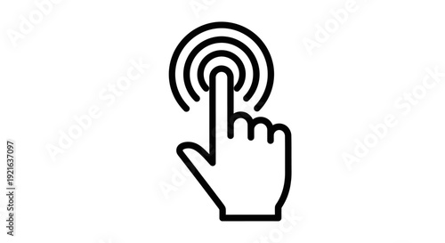 Hand Finger Tapping or Clicking Interactive Interface, Digital Interaction, isolated white background.