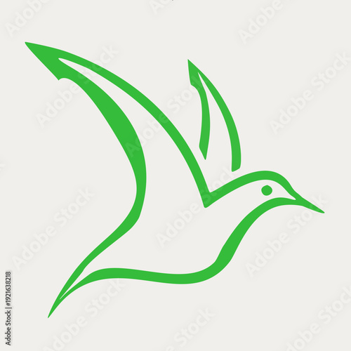 Vector illustration of a flying hummingbird or swallow in an elegant, modern line art style, perfect for eco-friendly branding, nature-related designs, and organic symbols.