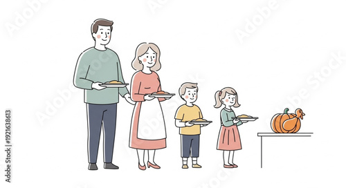 Family Preparing Thanksgiving Dinner Together.