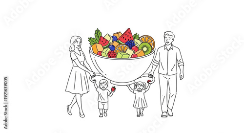 Family Sharing Healthy Fresh Fruits Together.