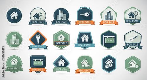 Real Estate Icons Collection Set Vector Graphic.