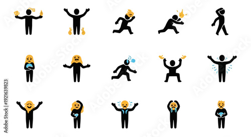 Collection of Diverse Stick Figure Poses and Actions.